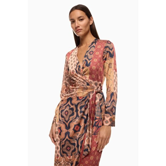 MISA Los Angeles Eliza Patchwork Wrap Dress Size M - Picture 4 of 12